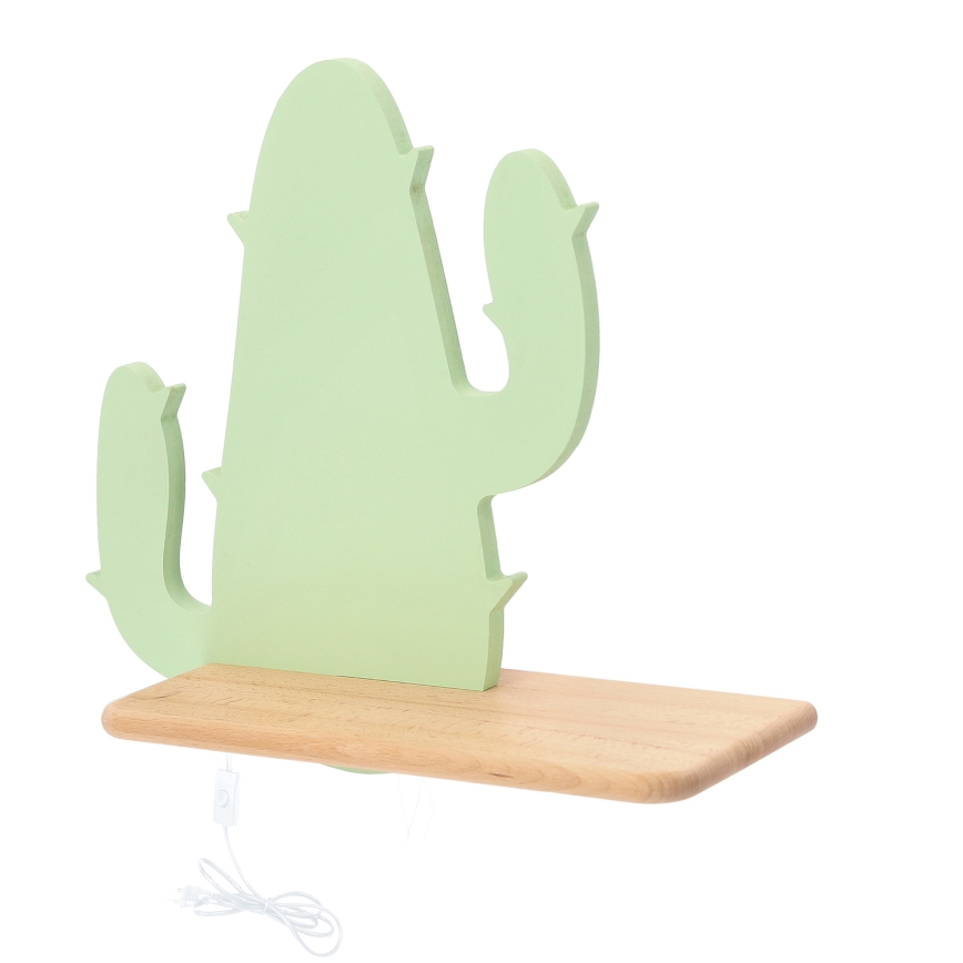 Appllique murale étagère enfant CACTUS LED/4W/230V vert/bois