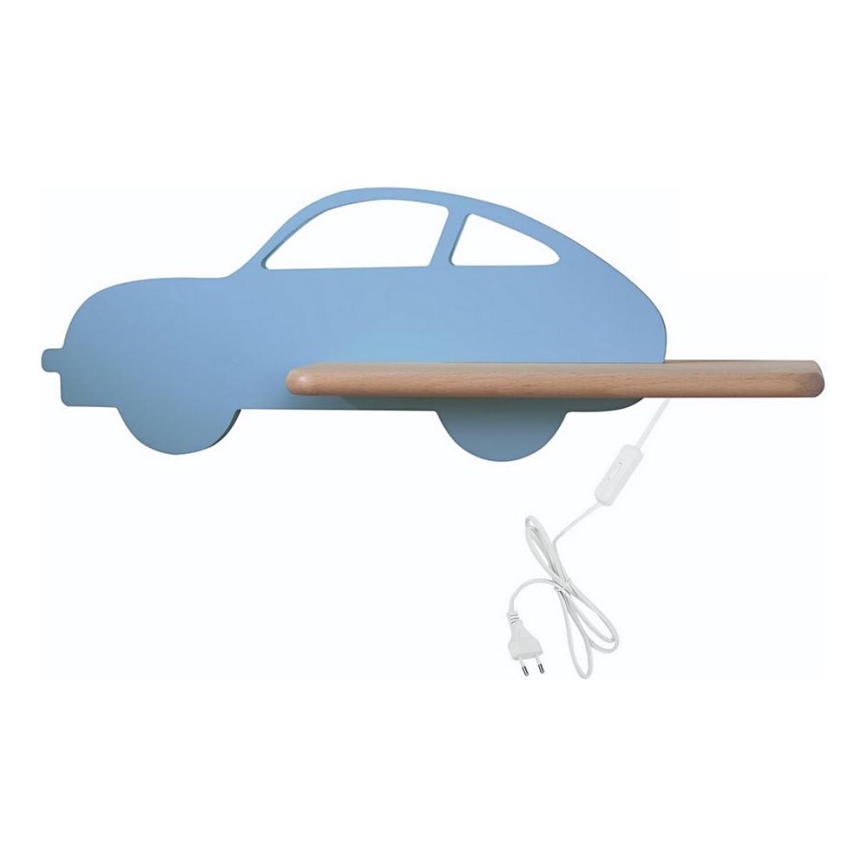 Appllique murale étagère enfant CAR LED/5W/230V bleu/bois