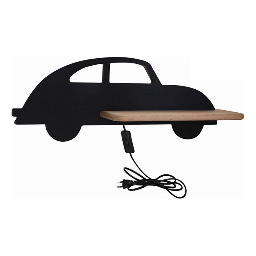 Appllique murale étagère enfant CAR LED/5W/230V noir/bois