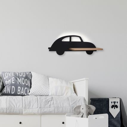 Appllique murale étagère enfant CAR LED/5W/230V noir/bois