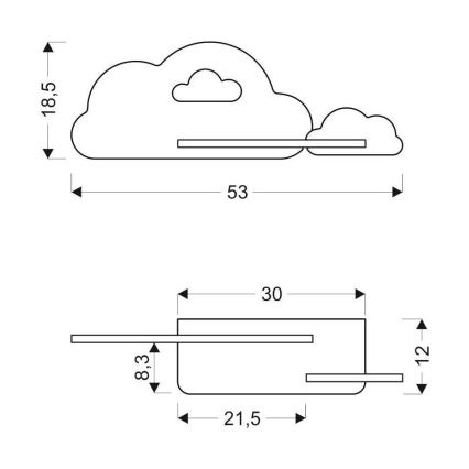 Appllique murale étagère enfant CLOUD LED/5W/230V rose/blanc