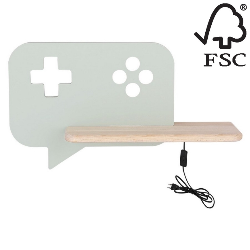 Appllique murale étagère LED enfant CONSOLE LED/5W/230V verte - certifié FSC