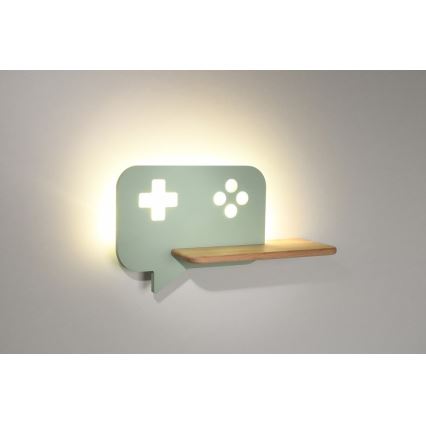 Appllique murale étagère LED enfant CONSOLE LED/5W/230V verte - certifié FSC