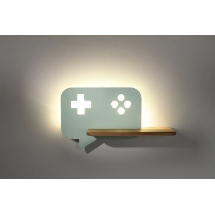 Appllique murale étagère LED enfant CONSOLE LED/5W/230V verte - certifié FSC