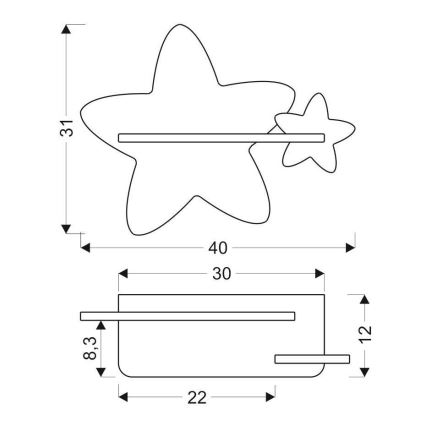 Appllique murale étagère LED enfant STAR LED/5W/230V - certifié FSC