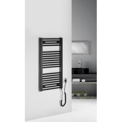 Aqualine - Badkamer elektrisch radiator DIRECT-E 300W/230V 96 cm mat zwart Recht