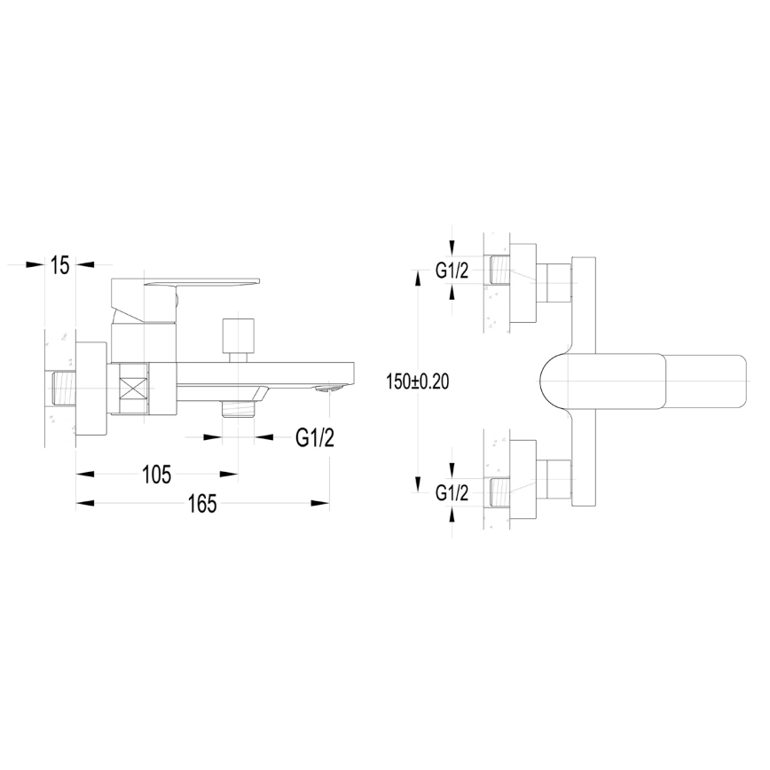 Aqualine - Badmengkraan DAPHNE glanzend chroom