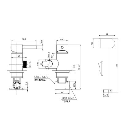 Aqualine - Bidetkraan met douche voor inbouwmontage mat zwart