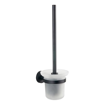 Aqualine - Brosse WC à fixation murale SAMBA verre laiteux/noir mat