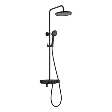 Aqualine - Colonne de douche avec robinet et mini robinet supplémentaire FARRAO mat noir