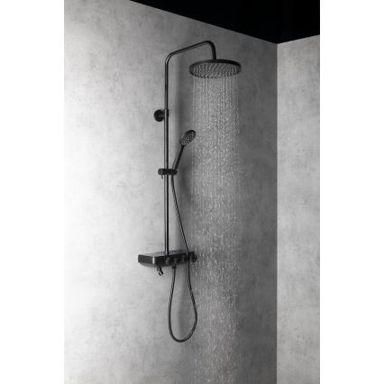 Aqualine - Colonne de douche avec robinet et mini robinet supplémentaire FARRAO mat noir
