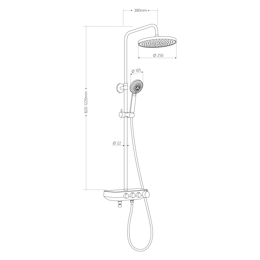 Aqualine - Colonne de douche avec robinet et mini robinet supplémentaire FARRAO mat noir