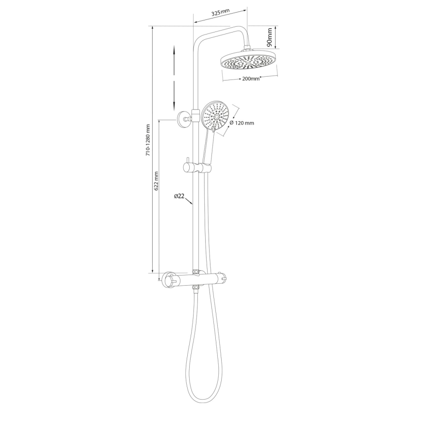 Aqualine - Colonne de douche avec robinet thermostatique LIGA chrome brillant