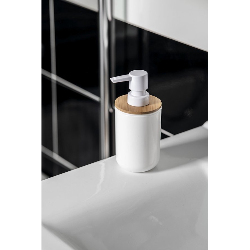 Aqualine - Distributeur de savon SNOW 350 mm blanc/bambou