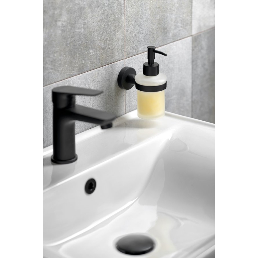 Aqualine - Distributeur mural de savon SAMBA 150 mat blanc de lait verre/mat noir