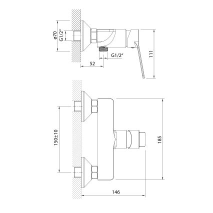 Aqualine - Douchekraan SINTRA glanzend chroom
