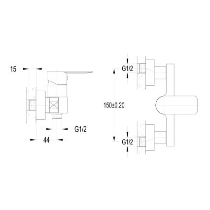 Aqualine - Douchemengkraan DAPHNE hoogglans chroom