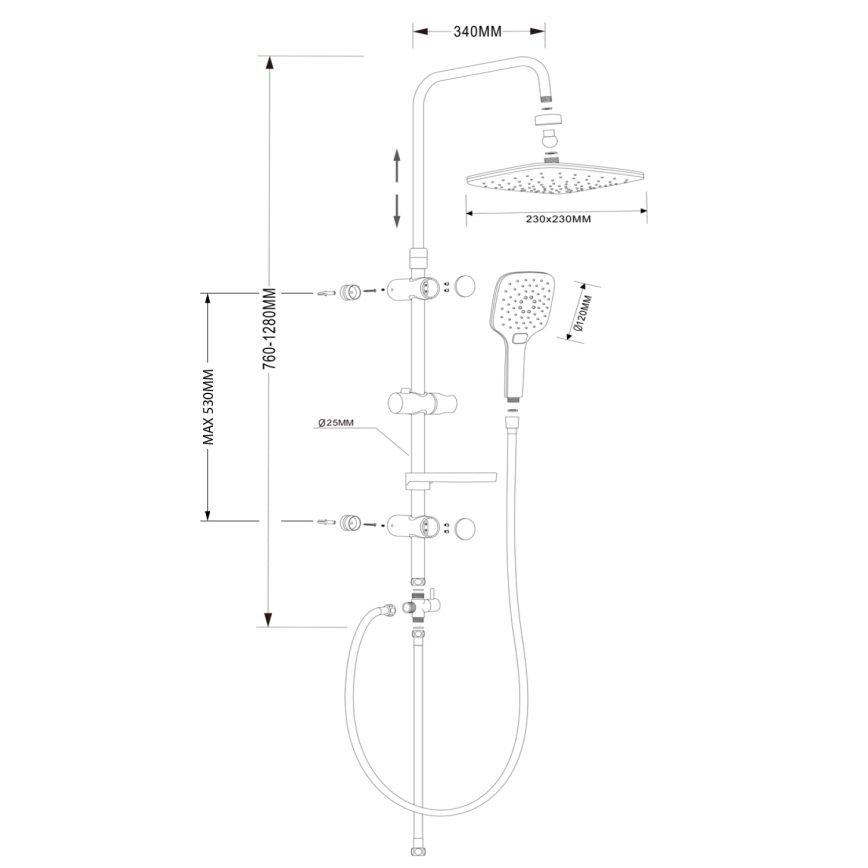 Aqualine - Doucheset KERA glanzend chroom