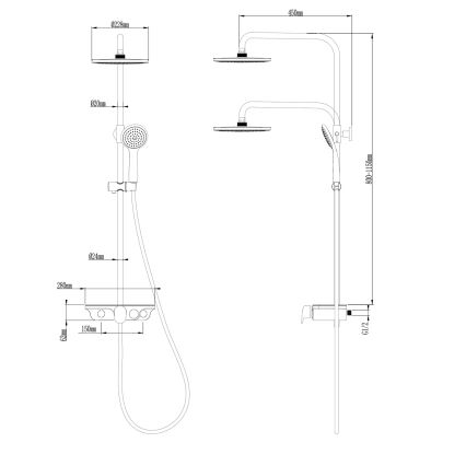 Aqualine - Doucheset met mengkraan glanzend chroom/wit