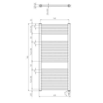 Aqualine - Elektrische badkamerradiator DIRECT-E 400W  96x60 cm wit