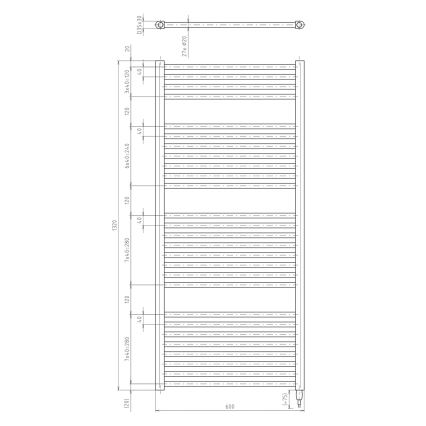 Aqualine - Elektrische badkamerradiator DIRECT-E 600W 132x60 cm wit
