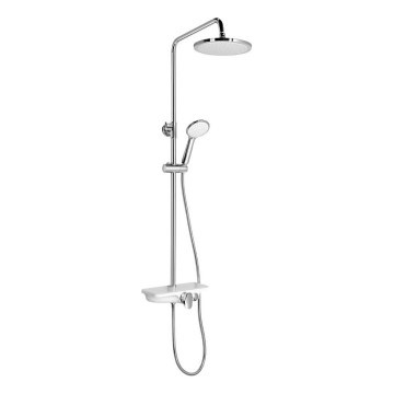 Aqualine - Ensemble de douche avec mitigeur, chrome brillant/blanc
