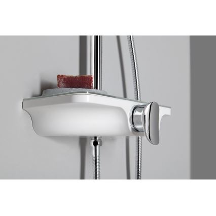 Aqualine - Ensemble de douche avec mitigeur, chrome brillant/blanc