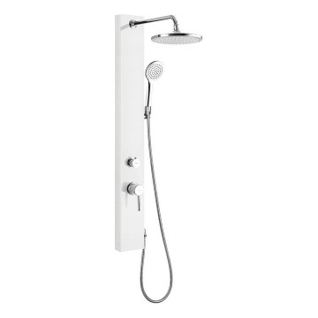 Aqualine - Ensemble de douche avec mitigeur FIGA blanc/chrome brillant