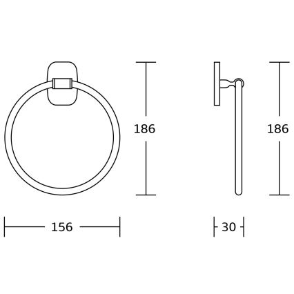 Aqualine - Handdoekhouder voor aan de muur RUMBA diameter 15,6 cm glanzend chroom