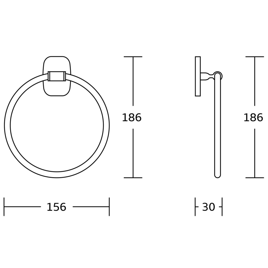 Aqualine - Handdoekhouder voor aan de muur RUMBA diameter 15,6 cm glanzend chroom