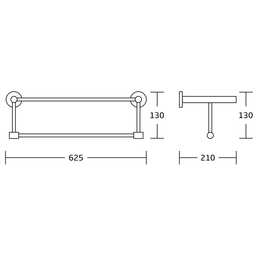 Aqualine - Handdoekhouder voor aan de muur SAMBA 21x62,5 cm glanzend chroom