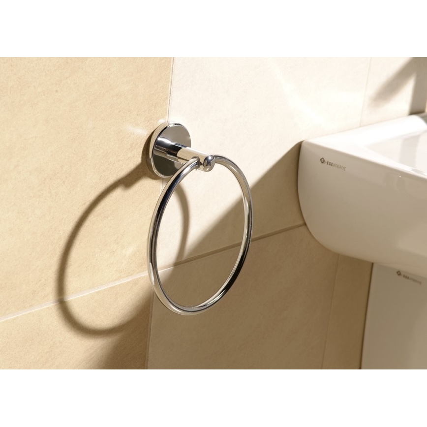 Aqualine - Handdoekhouder voor aan de muur SAMBA diameter 15,5 cm glanzend chroom