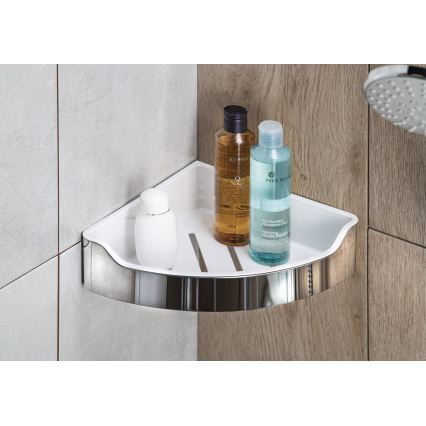 Aqualine - Hoekdoucheplank SAMBA 21,8x30 cm glanzend chroom