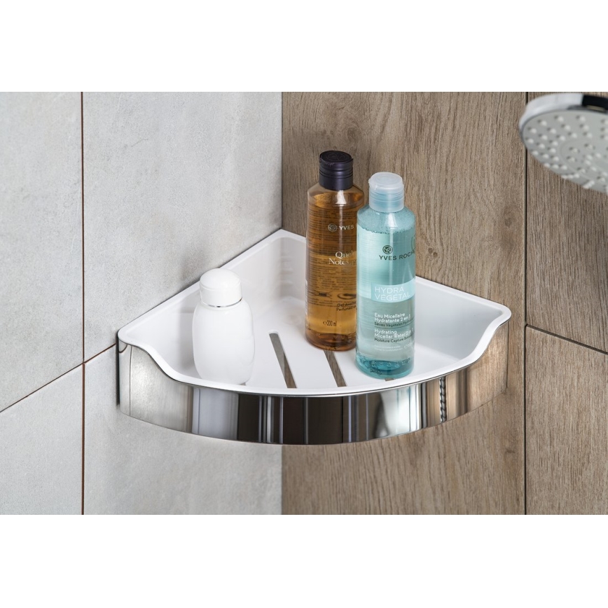 Aqualine - Hoekdoucheplank SAMBA 21,8x30 cm glanzend chroom