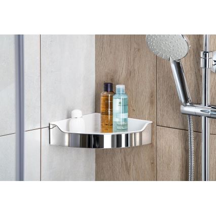 Aqualine - Hoekdoucheplank SAMBA 21,8x30 cm glanzend chroom