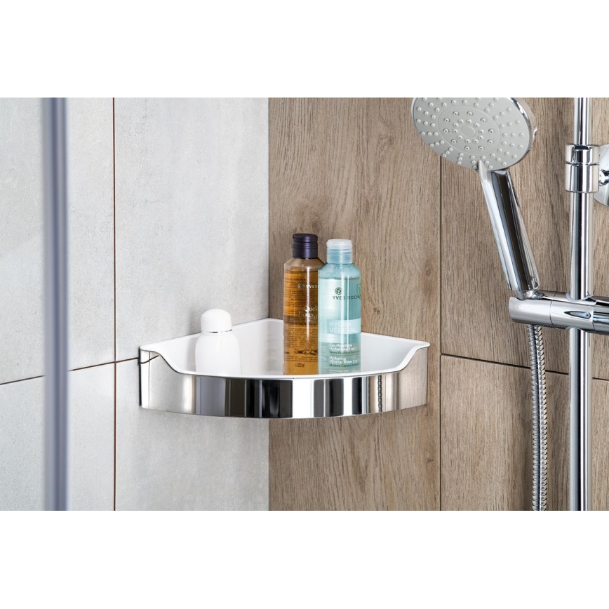 Aqualine - Hoekdoucheplank SAMBA 21,8x30 cm glanzend chroom
