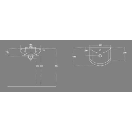 Aqualine - Inbouwwastafel ZERO 45,5x40 cm keramiek/wit