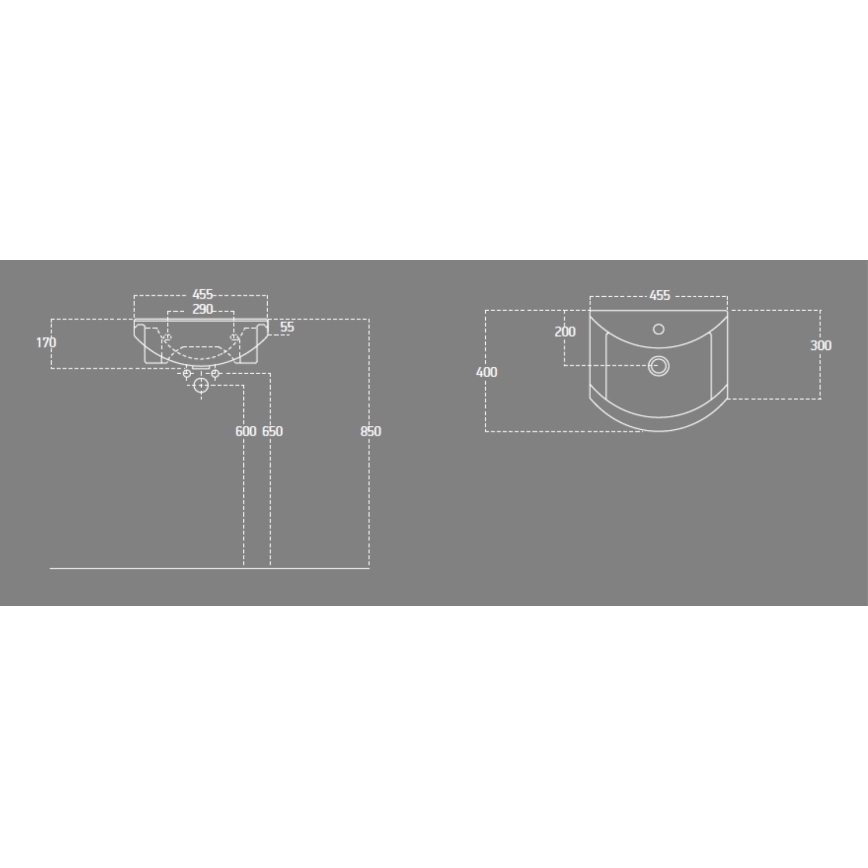 Aqualine - Inbouwwastafel ZERO 45,5x40 cm keramiek/wit