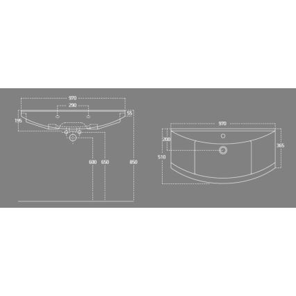 Aqualine - Inbouwwastafel ZERO 97x51 cm keramiek/wit
