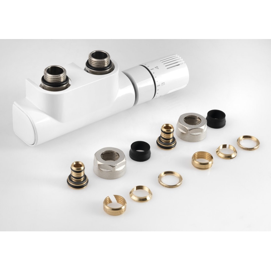 Aqualine - Kit de raccordement thermostatique pour vannes à connexion centrale, blanc