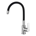 Aqualine - Kraan voor gootsteen met flexibele arm LORE zwart/glanzend chroom