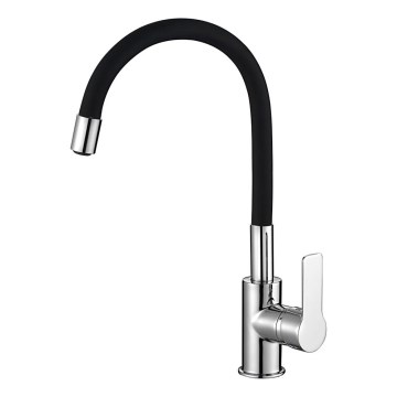 Aqualine - Kraan voor gootsteen met flexibele arm LORE zwart/glanzend chroom