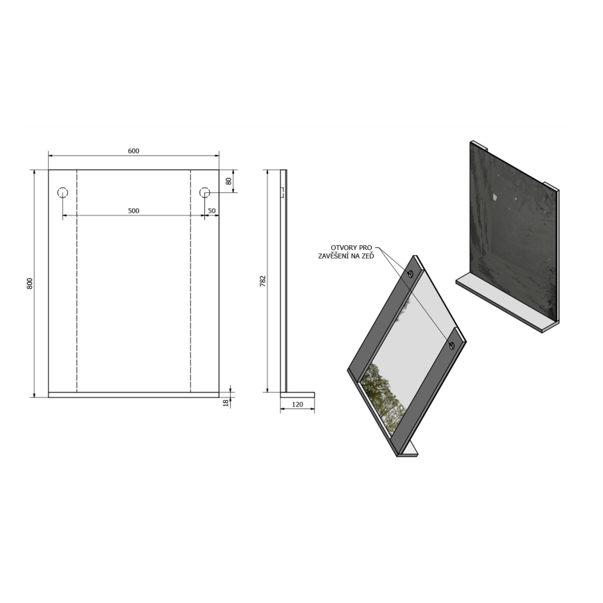 Aqualine - Miroir BETA 60 x 80 cm blanc