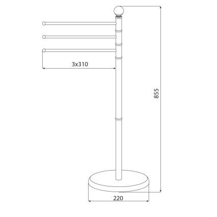 Aqualine - Pied avec porte-serviettes SAMBA 85,5 cm acier inoxydable/chrome brillant