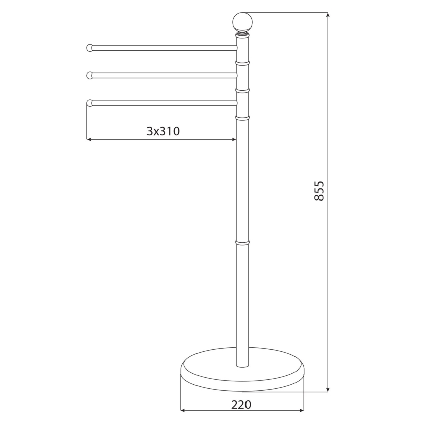 Aqualine - Pied avec porte-serviettes SAMBA 85,5 cm acier inoxydable/chrome brillant