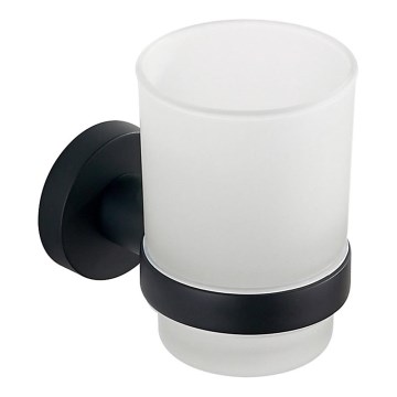 Aqualine - Porte-brosse à dents mural SAMBA blanc de lait verre/mat noir