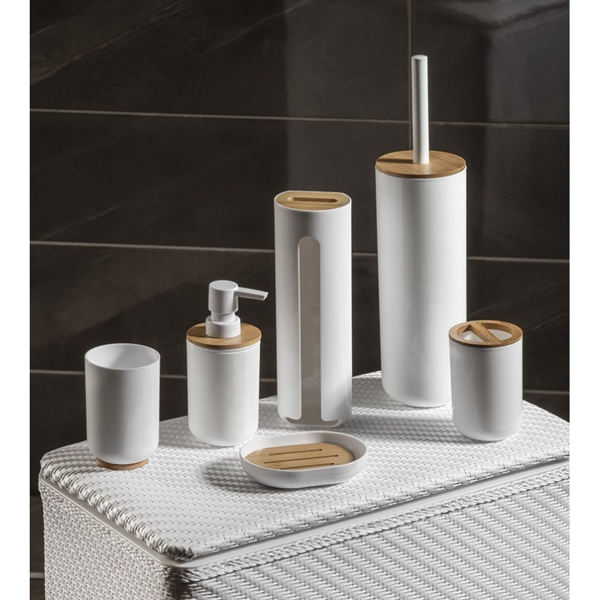 Aqualine - Porte-brosse à dents SNOW blanc/bambou