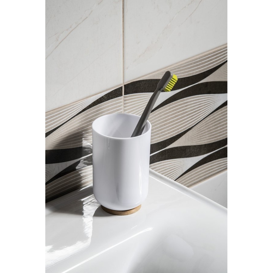Aqualine - Porte-brosse à dents SNOW blanc/bambou