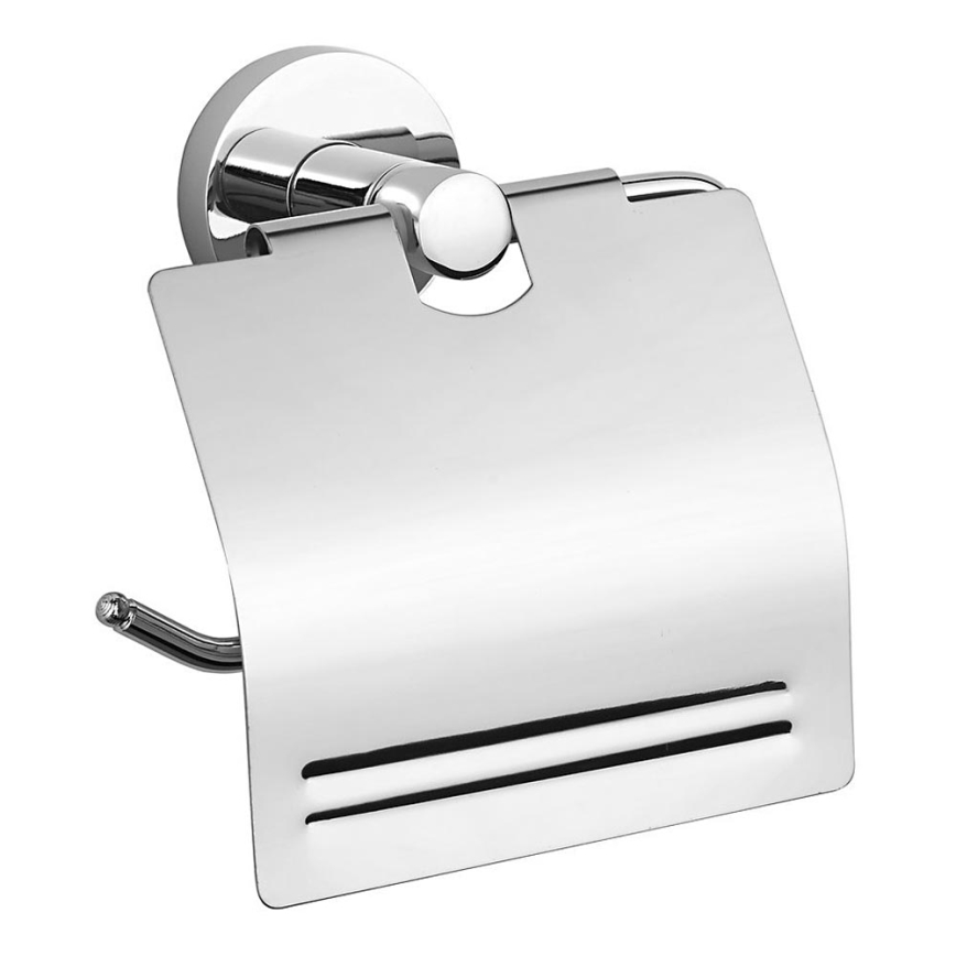 Aqualine - Porte-papier toilette avec couvercle SAMBA chrome brillant