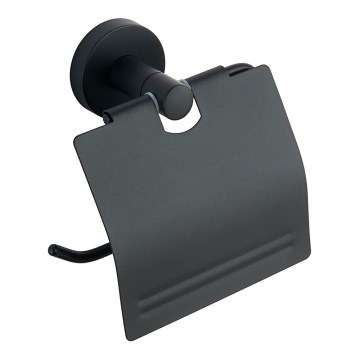Aqualine - Porte-papier toilette avec couvercle SAMBA noir